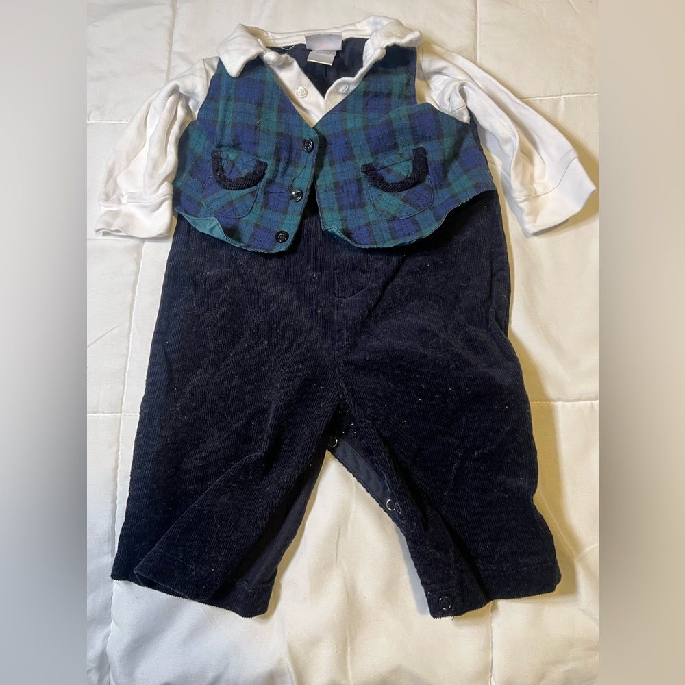 Good Lad Boys one piece-corduroy Holiday Christmas plaid vest dress up